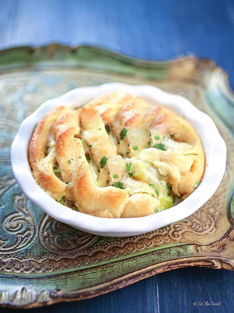 Potato Leek Pot Pies with Gruyere Cheese | www.ForTheFeast.com #sidedish #vegetarian